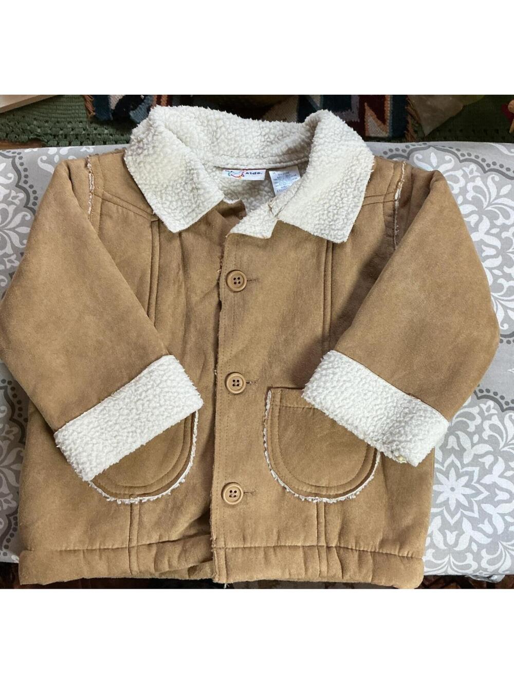 B.T. Kids Toddler Jacket 2 Years Brown Faux Suede Sherpa Lined Pockets